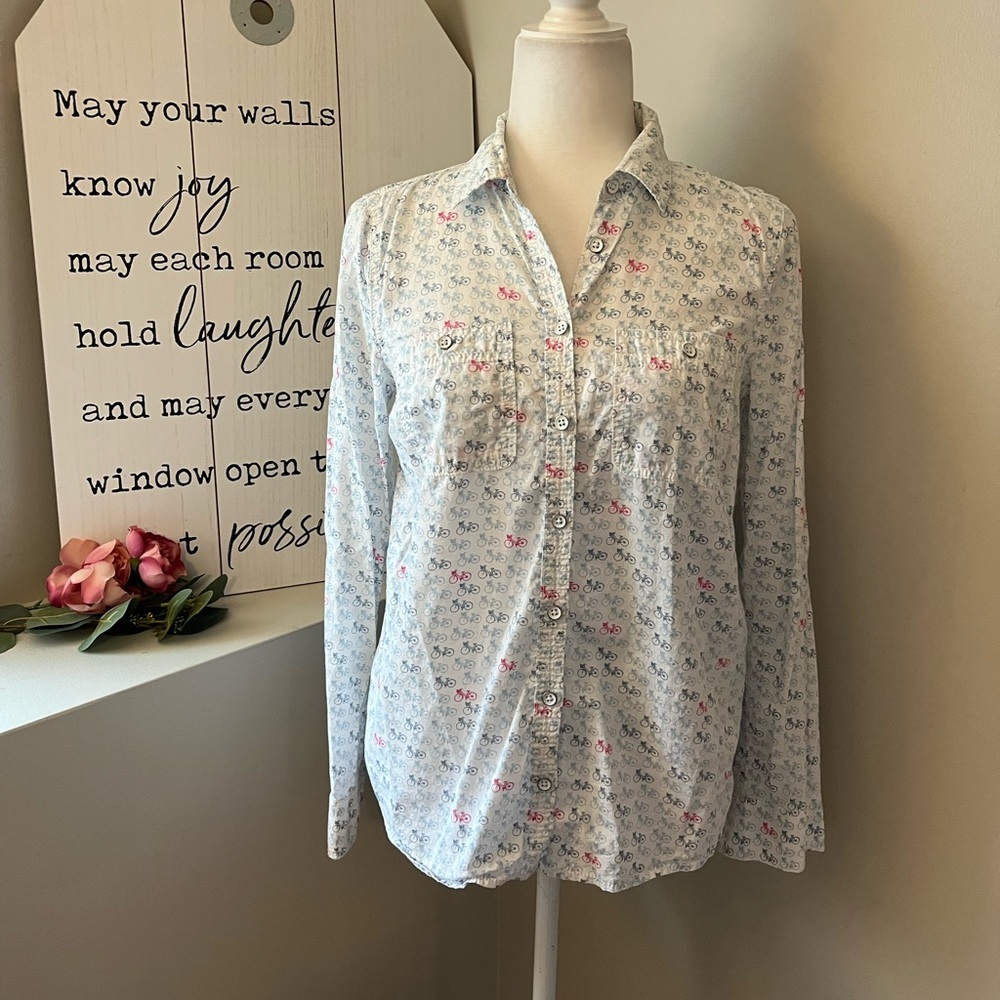 Sonoma Blue Bicycle Print Button Down
